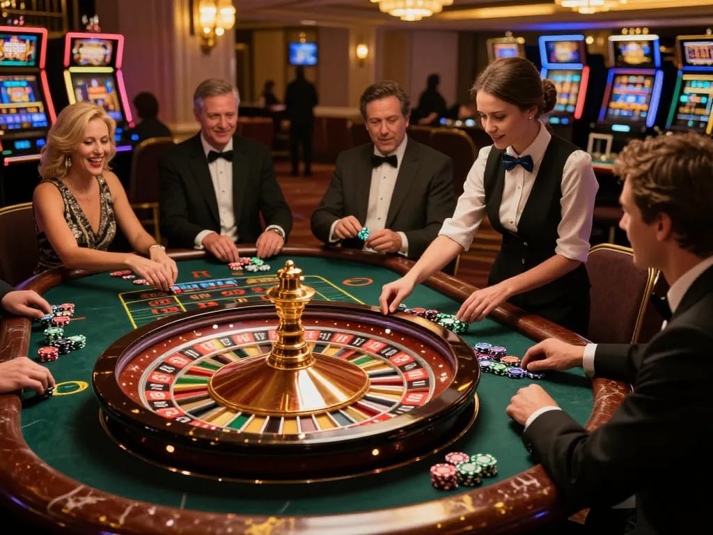 Place your bets at the cm88 roulette table in a luxurious casino atmosphere.