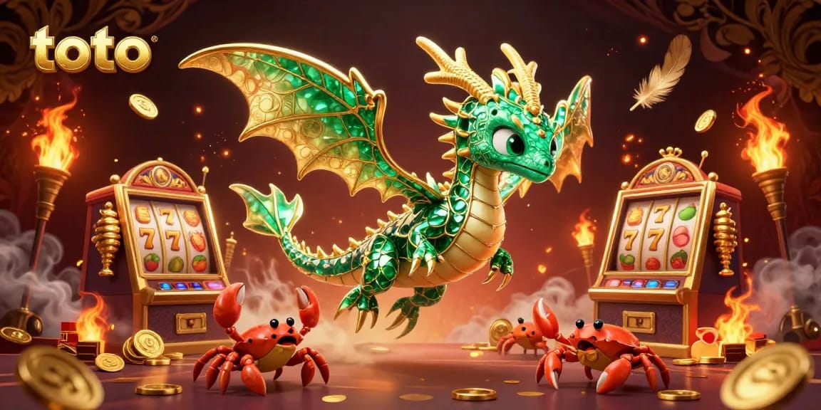 Spin the toto slots with vibrant sea dragon and treasure effects in an immersive casino scene