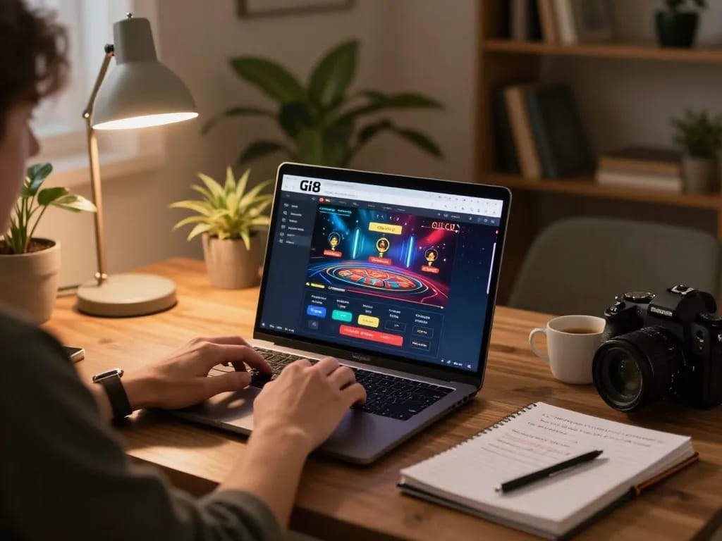 Engaging scene of a user playing on gi8 com from a cozy home setup, showcasing strategic online gaming.
