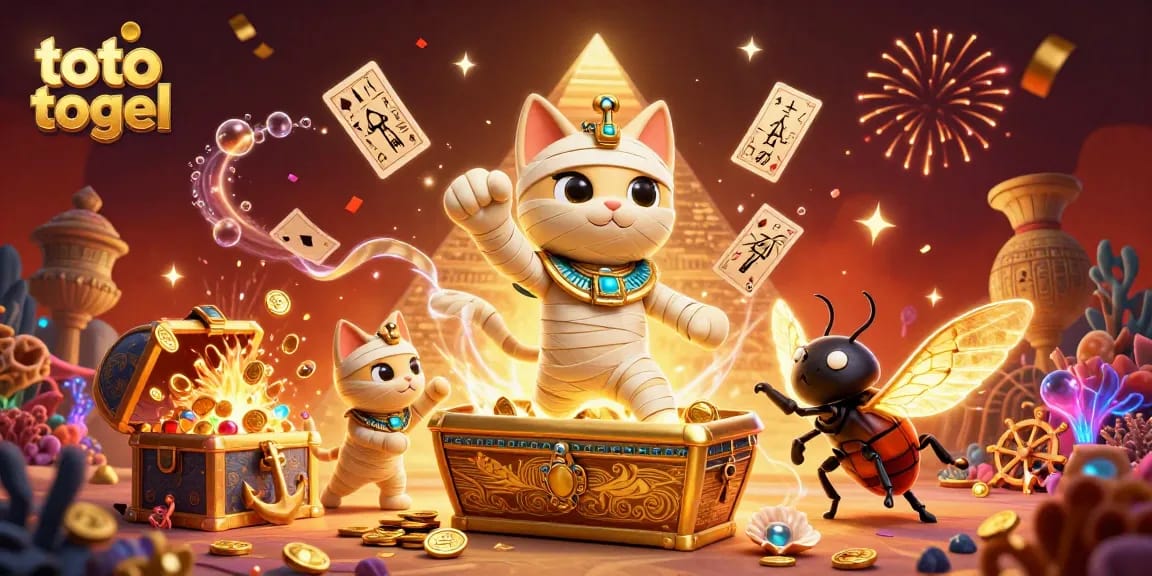 Engage in toto togel with this dynamic 3D illustration showcasing a pyramid casino scene.