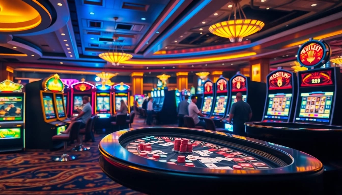 Experience the thrill of idnslot with players celebrating wins at a vibrant casino.