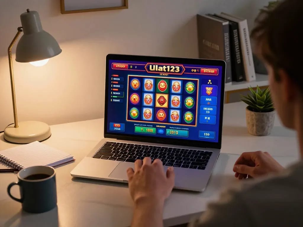 Bergabunglah dengan permainan kasino Ulat123 dari pengaturan rumah yang nyaman dengan slot yang cerah di layar