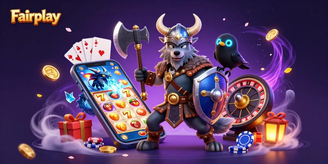 Experience the thrill of Fairplay with a Viking wolf warrior navigating exciting slot games.
