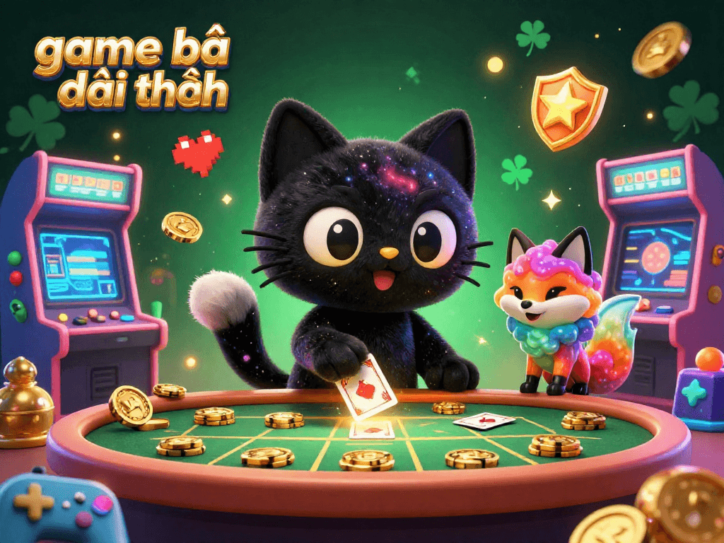 Engage with exciting game bài đổi thưởng as a cosmic casino cat and nebula fox create a thrilling atmosphere.