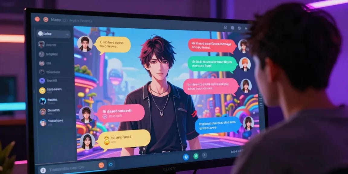 Engaging hentai ai chat interaction with animated characters and vibrant UI.