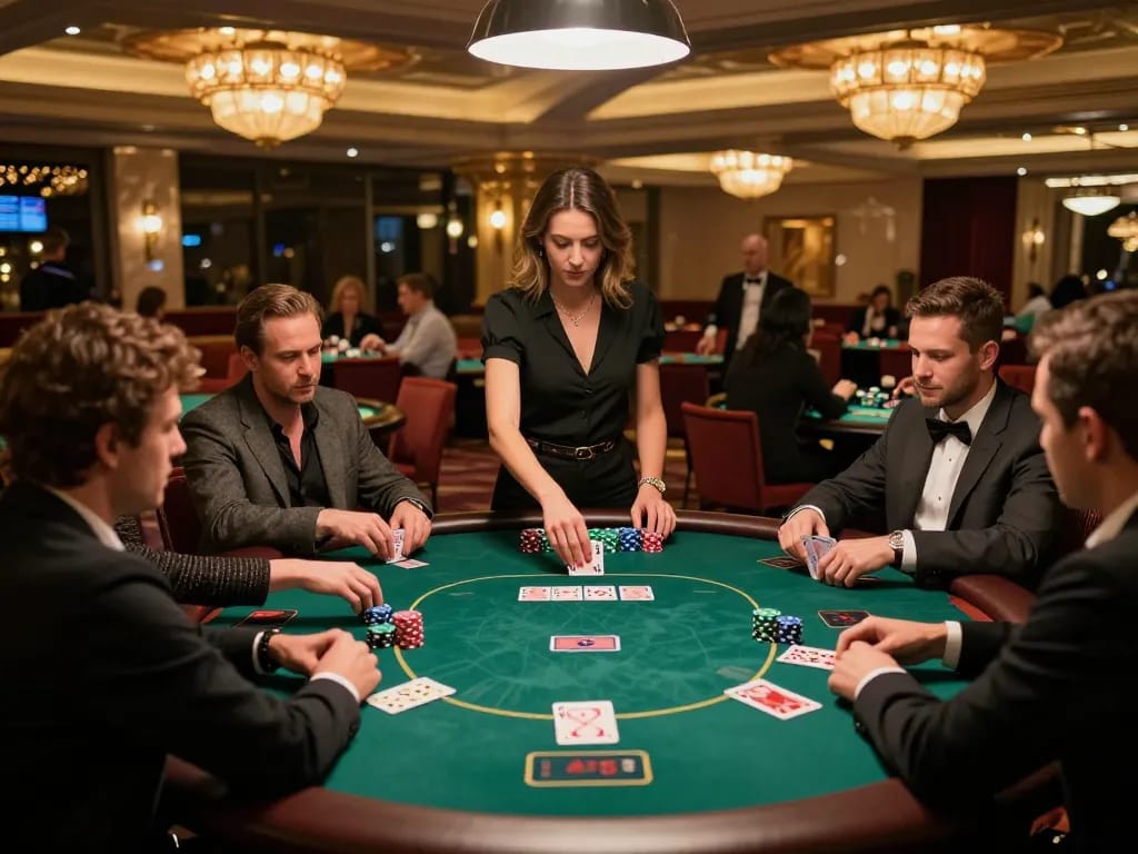 iWin players engaged in high-stakes poker, showcasing the thrill and elegance of online gambling.