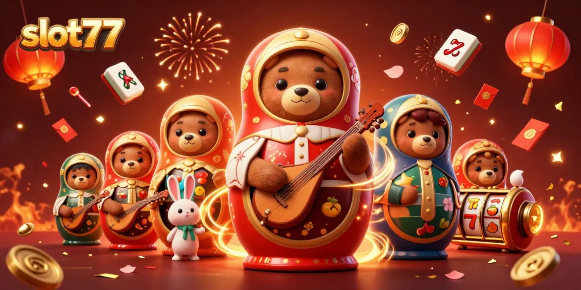 Experience slot77 like never before with animated casino-themed illustration.