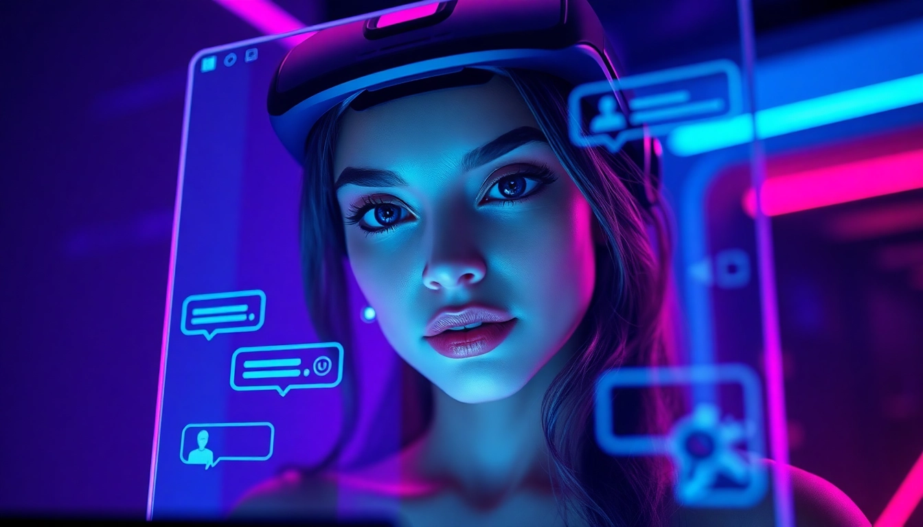 Engaging scene of a virtual character in a porn ai chat interface, highlighting modern technology and user interaction.