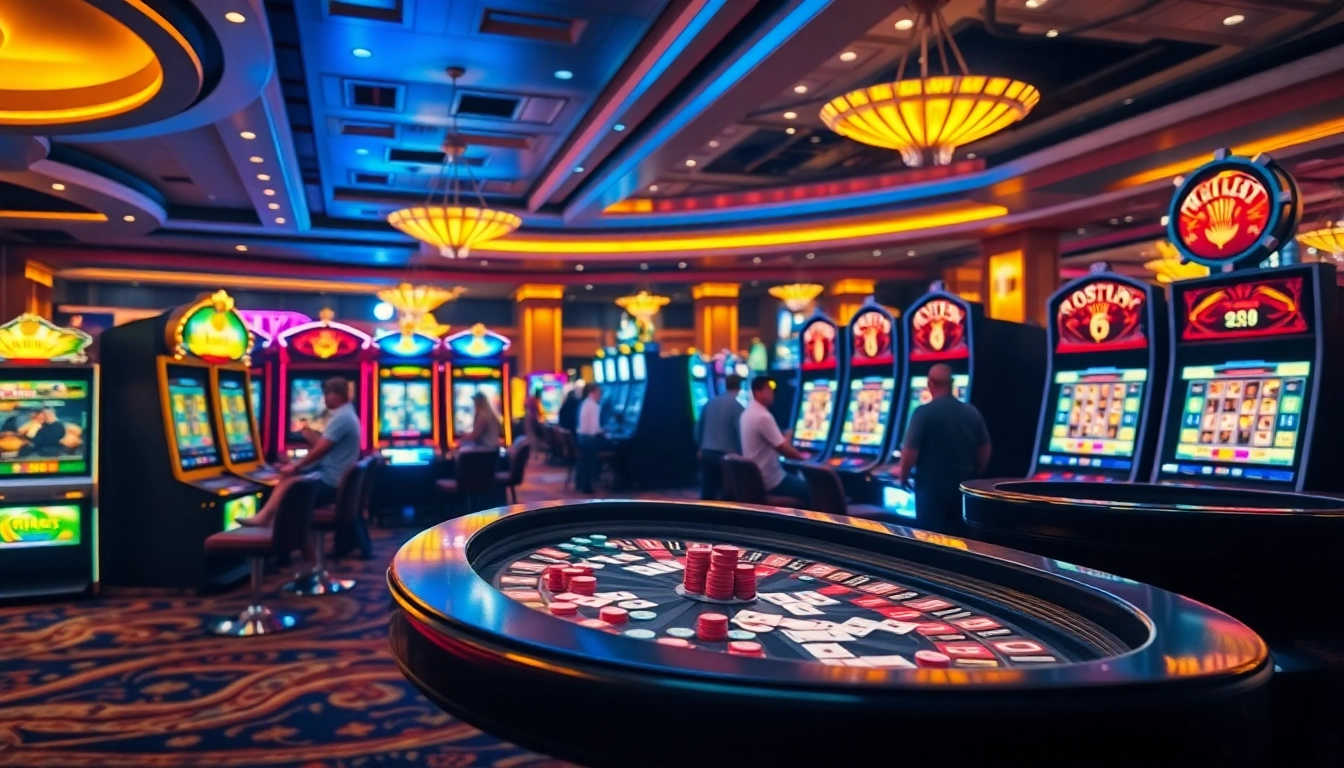 Experience the thrill of idnslot with players celebrating wins at a vibrant casino.