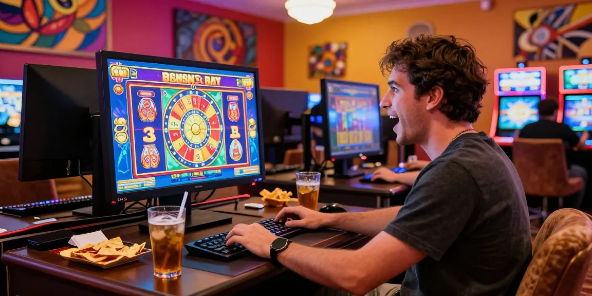Excited player engaging with bonus buy slots at a vibrant online casino.