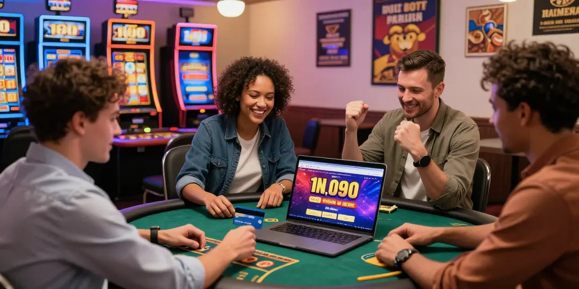 Excited players at online casinos exploring credit card options at https://dea.org.uk in vibrant, modern gaming setting.