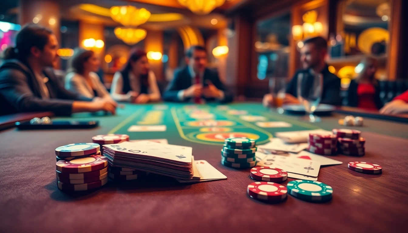 Kenangan4D menghadirkan meja kasino yang elegan dengan kartu dan chip poker berwarna-warni.