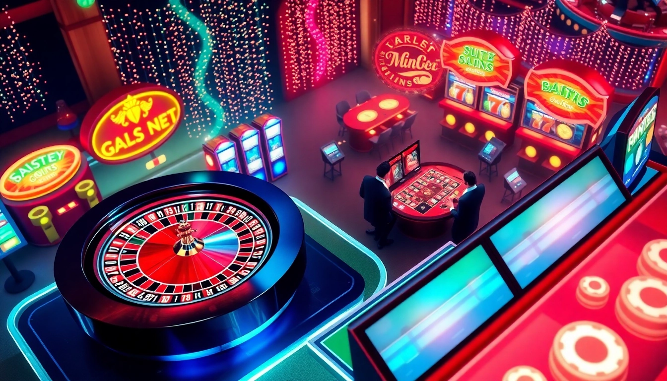 Engaging online casino games featuring roulette, slots, and live dealers creating an exciting atmosphere.