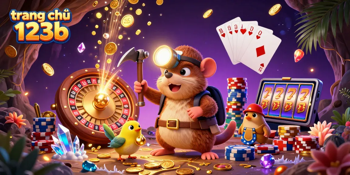 Experience the excitement of gambling at trang chủ 123b with treasure hunting mole, coins, and dynamic casino elements.