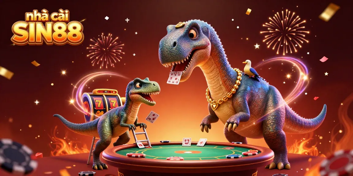Experience the excitement of nhà cái SIN88 with a vibrant 3D casino scene featuring dynamic characters and rich gaming elements.