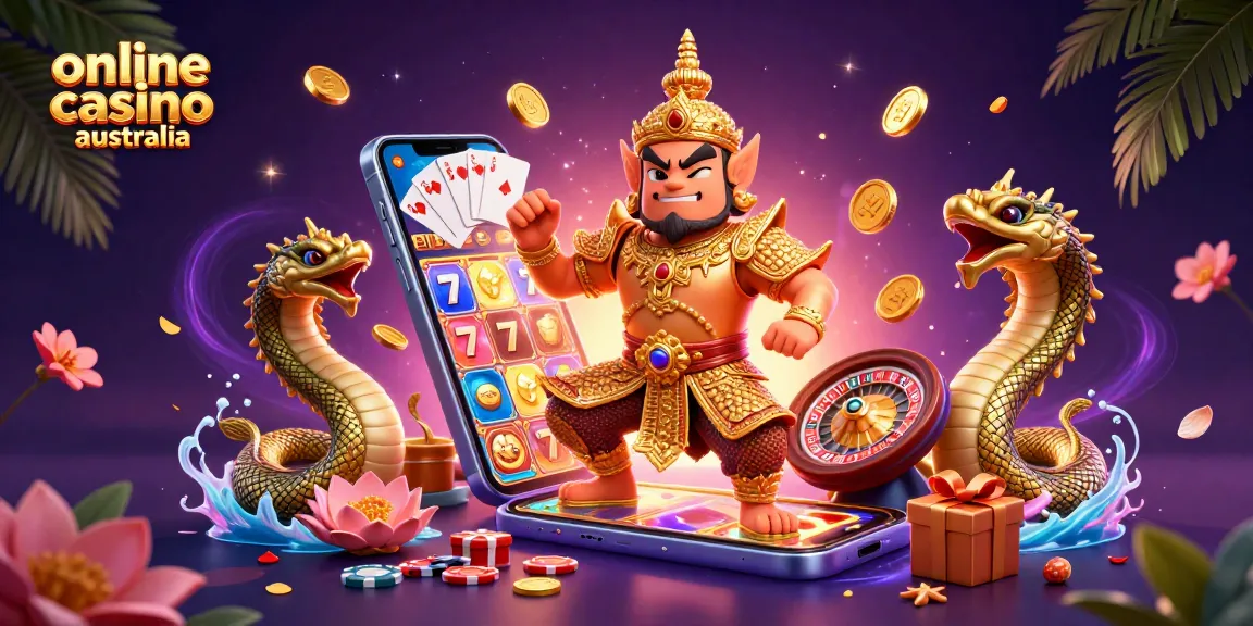 Engage with thrilling games at online casino australia with dynamic 3D illustration featuring vibrant characters and gaming elements.