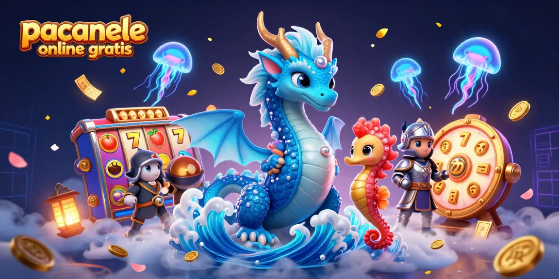Joacă păcănele online gratis alături de un dragon azur și un cavaler seahorse în acest joc vibrant.