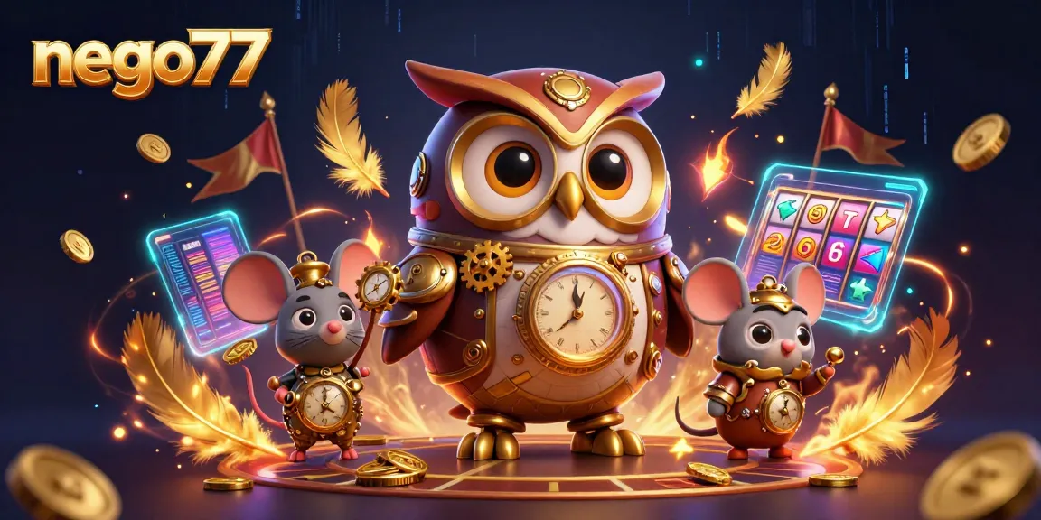 Experience thrilling gameplay at nego77 with a vibrant scene featuring steampunk characters and casino elements.