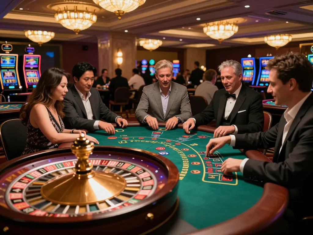 dn88 players enjoying dynamic moments at a bustling casino floor
