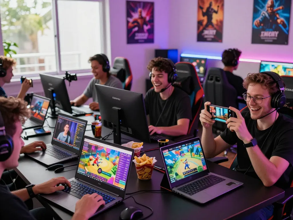 Dynamic players enjoying engaging adult games in a bright gaming room.