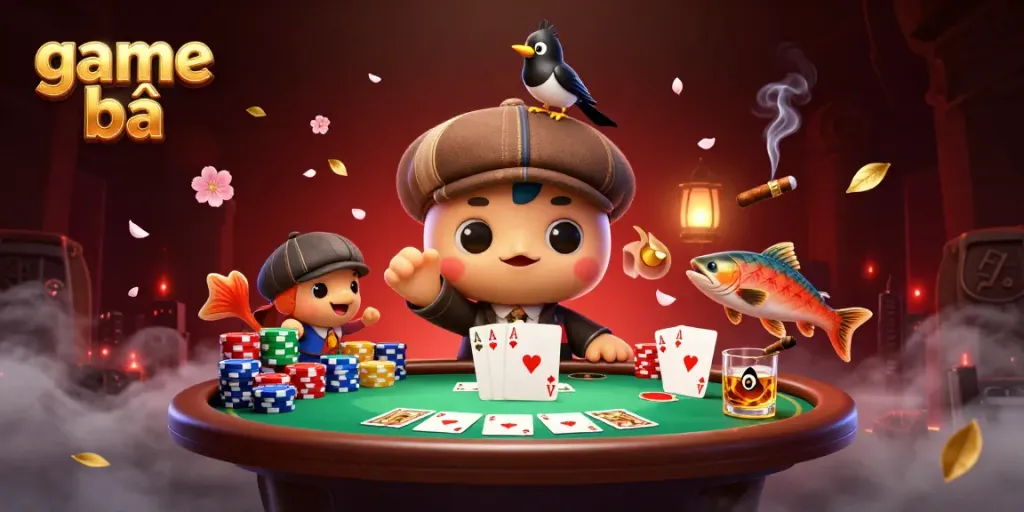 Playing game bài with baby Nessie and a gold-obsessed magpie at a poker table.