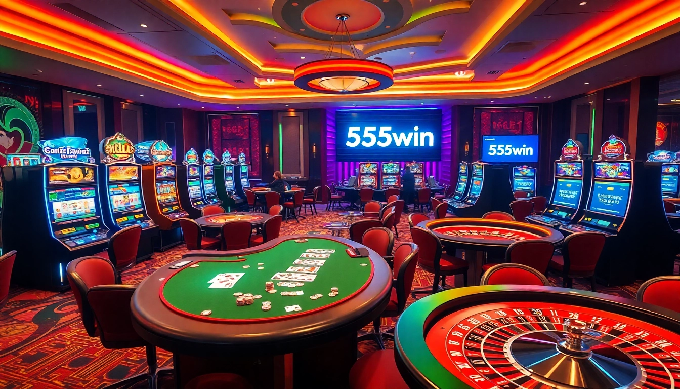 Players enjoying their experience at 555win's luxurious casino, showcasing games and excitement.