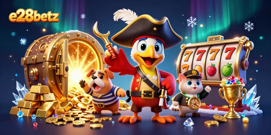 <e28betz> showcases a spirited scene with an adventurous pirate crew amidst dynamic casino elements.