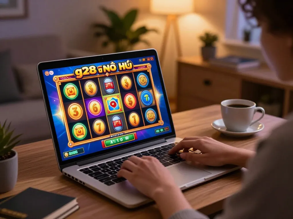 Engaging scene of g28 nổ hũ online slot gaming with colorful graphics, showcasing vibrant interactive reels.