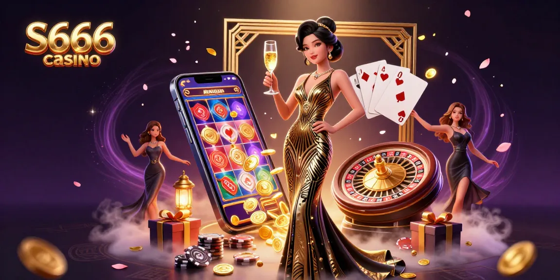 Experience the excitement of S666 casino with vibrant games, elegant design, and dazzling elements.