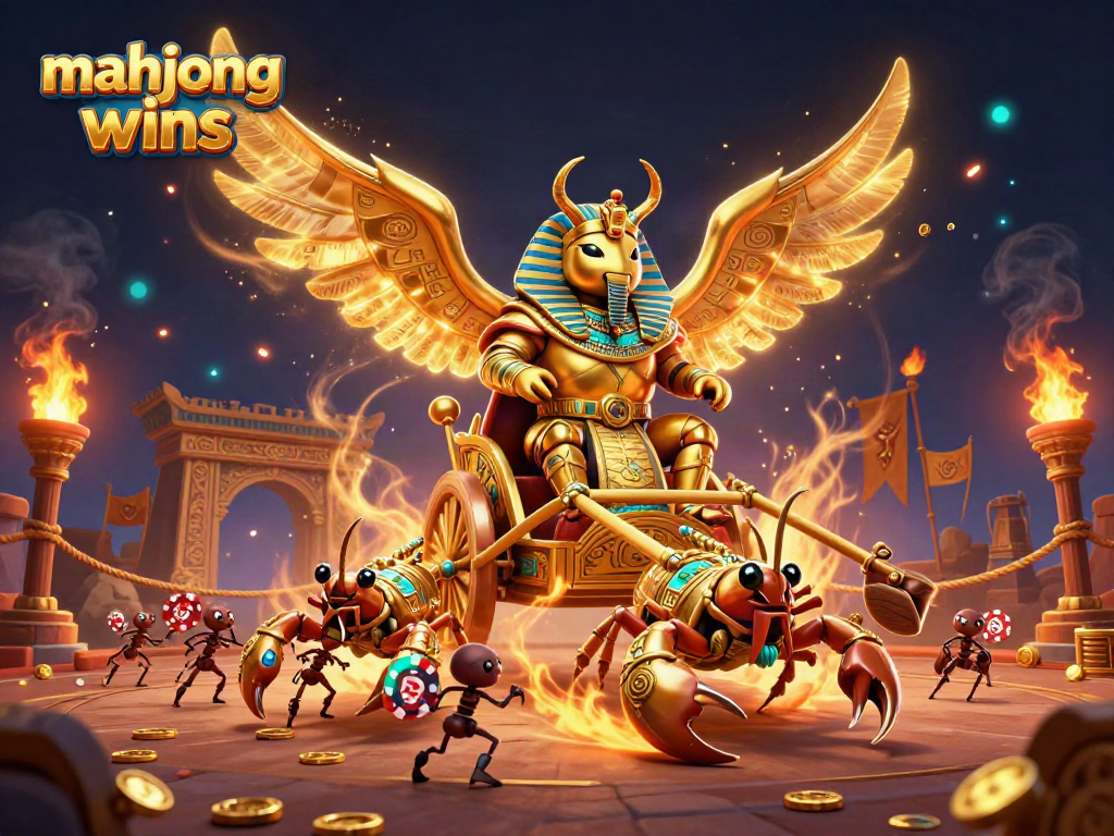Experience mahjong wins in a vibrant 3D illustration showcasing gaming excitement with dynamic characters and elements.