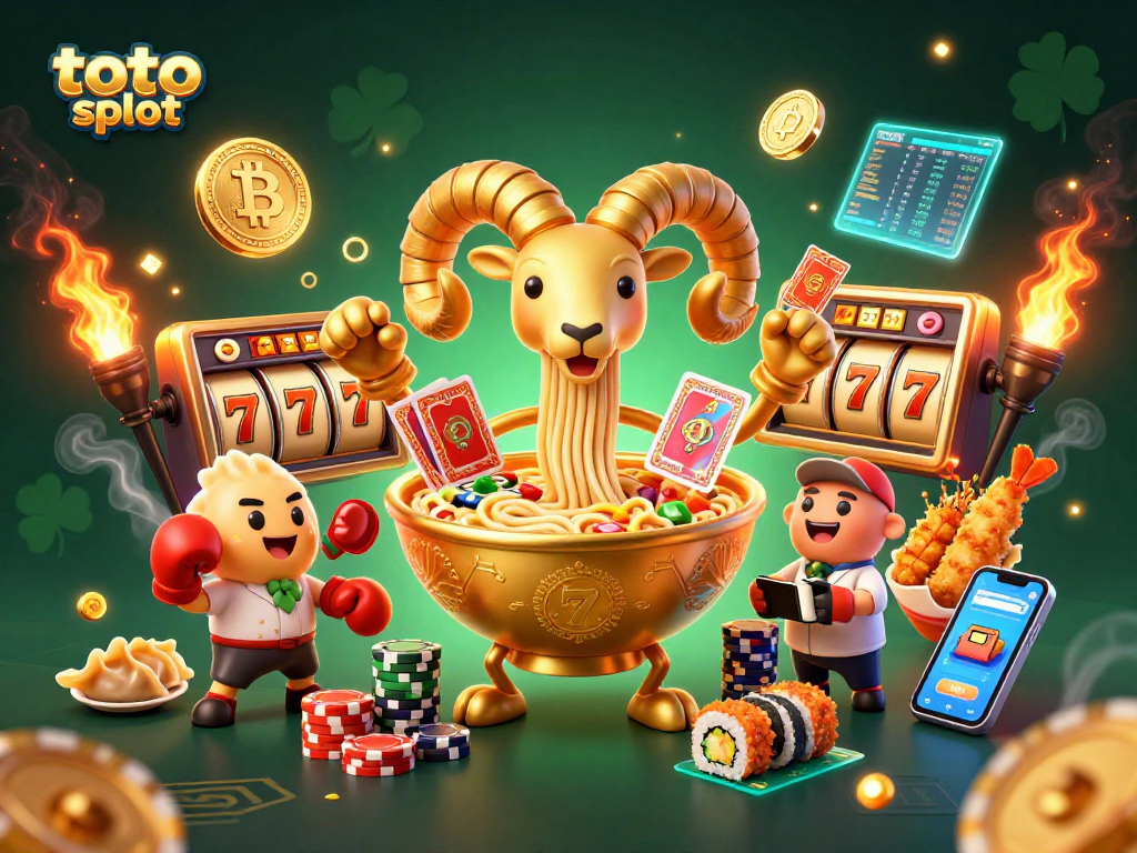 Engage in thrilling toto slot action with unique characters in vibrant 3D illustration.