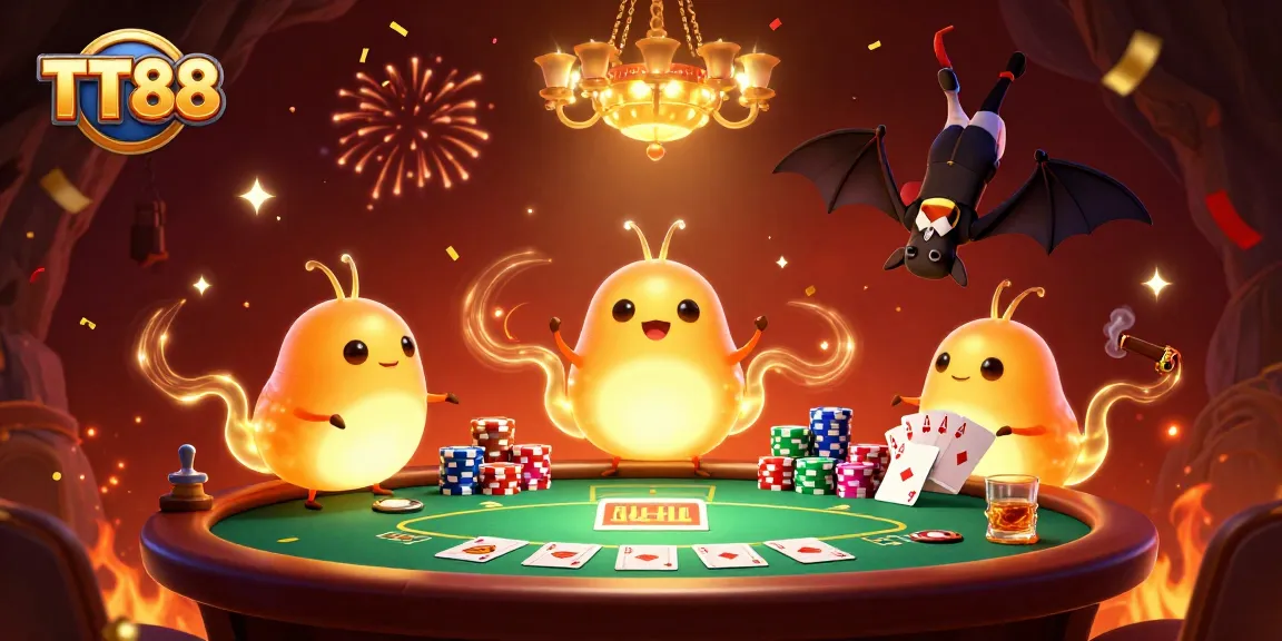 Experience the thrill at TT88 with vibrant glowworms lighting a cave casino.