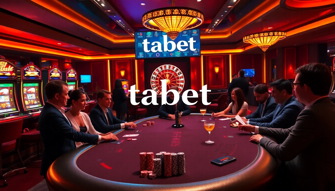 Players betting at a luxurious poker table in a casino scene, emphasizing the excitement of tabet.