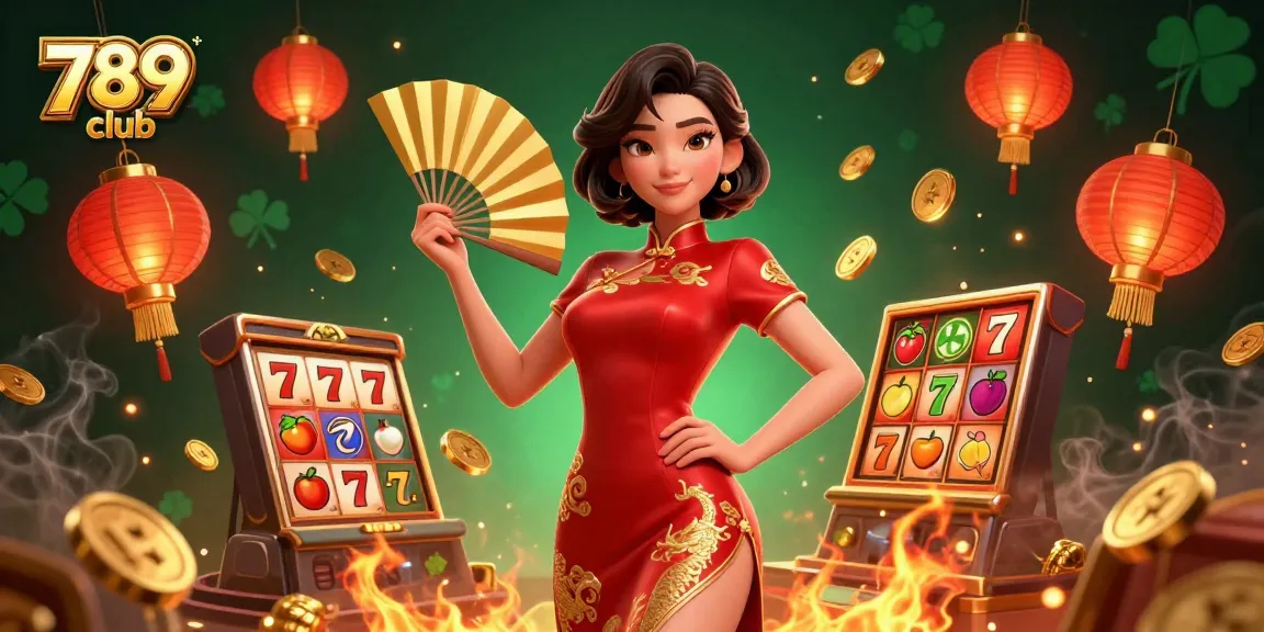 Experience the thrill of slots at 789 club with a stunning 3D illustration featuring a confident woman and vibrant game elements.