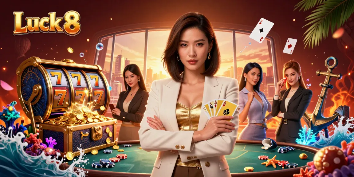 Experience thrilling gameplay at Luck 8 with a glamorous atmosphere and exciting slot machines.