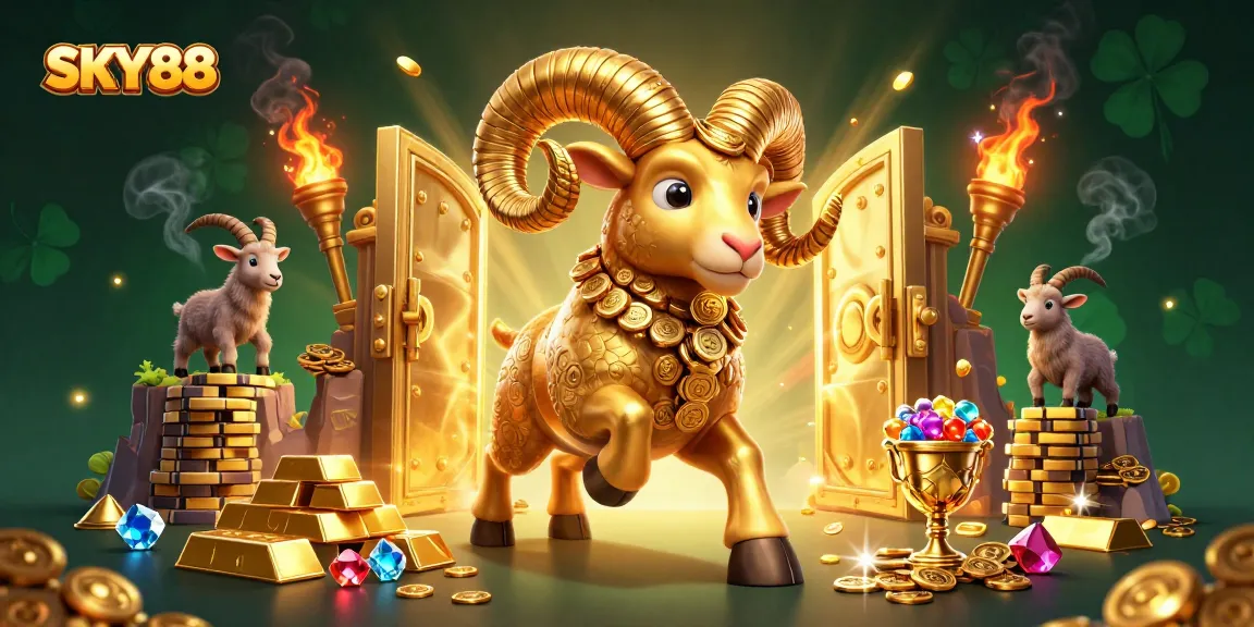 Engage in thrilling gameplay at SKY88 with a dynamic casino illustration featuring golden elements.