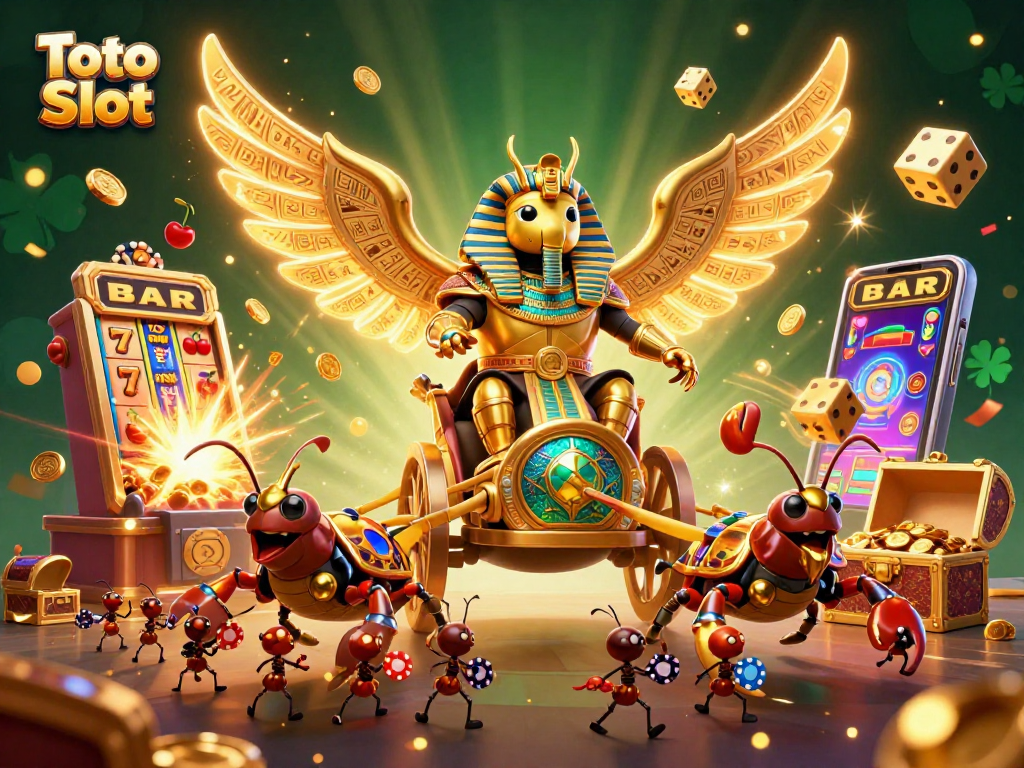 Experience big wins with Toto Slot in a colorful casino adventure illustration full of excitement.