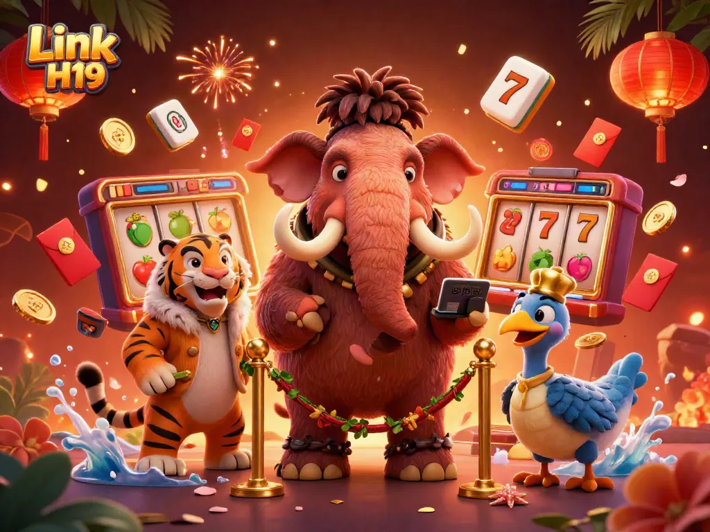 Experience the excitement of Link H19 casino with vibrant characters and dynamic game elements.