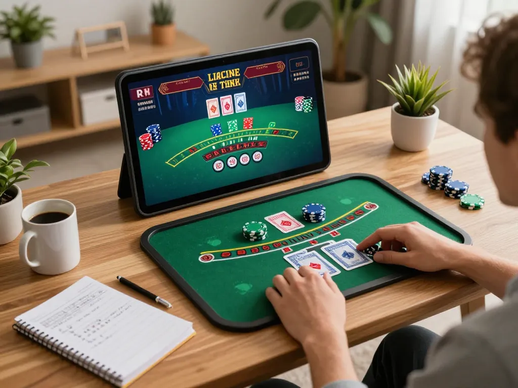 Engaging online gaming experience at home with Sunwin tablet showing live dealer blackjack game