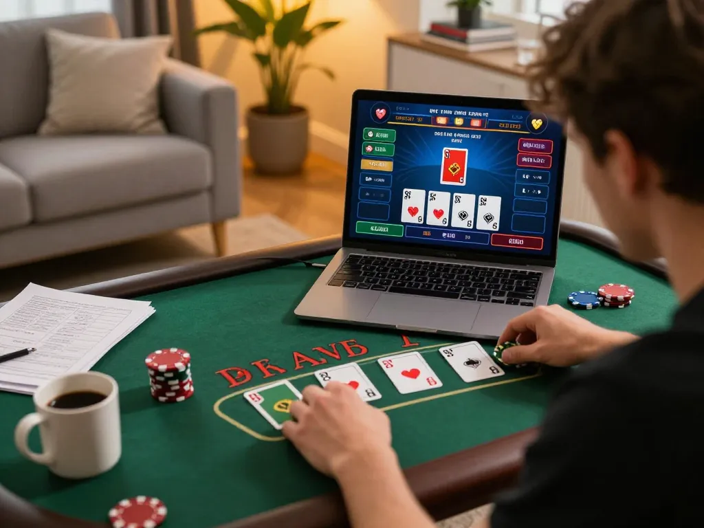 Engaging live dealer blackjack game on 88vv platform, player immersed at home