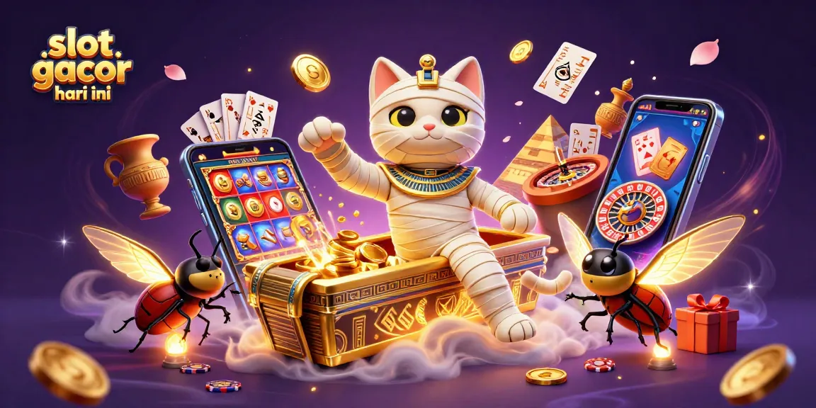 Slot gacor hari ini dengan mumi kucing 3D di kasino piramida, permainan slot yang mengasyikkan.