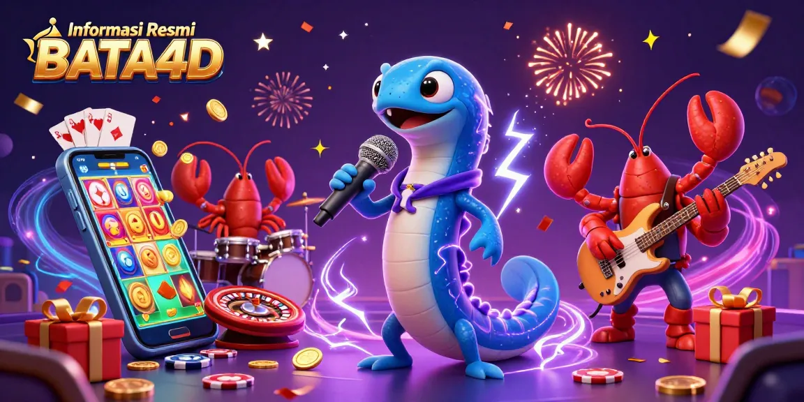 Informasi Resmi BATA4D tampil dalam ilustrasi 3D menarik dengan karakter kasino dalam suasana meriah.