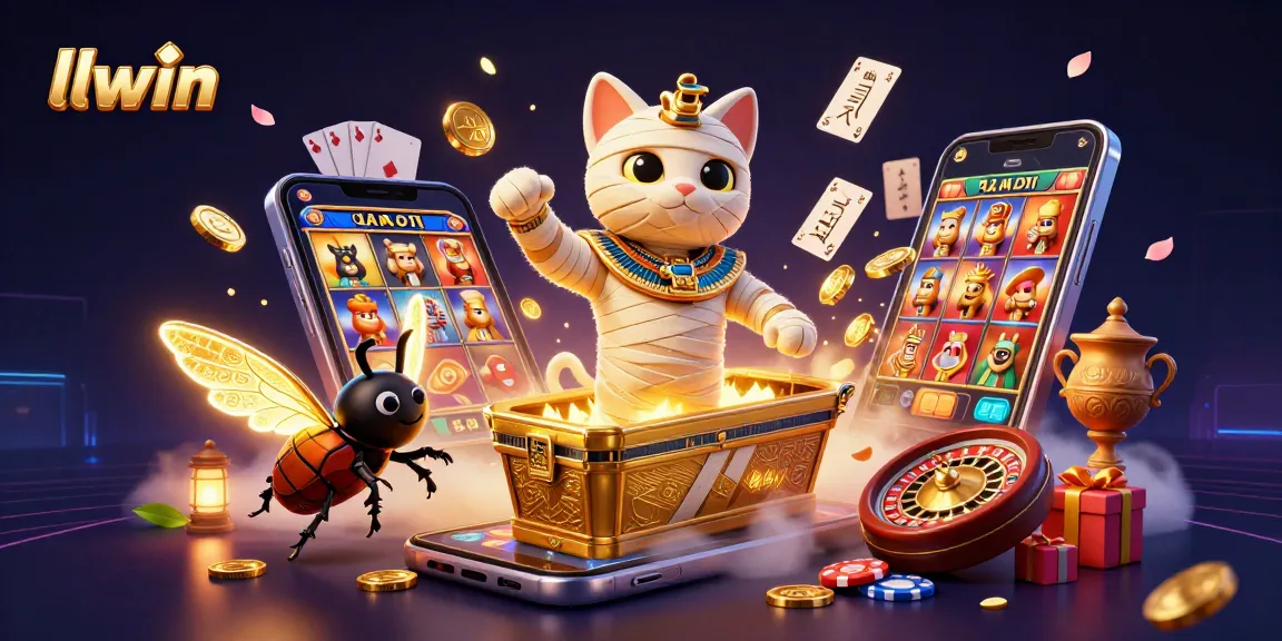 Experience thrilling gameplay at llwin with an Egyptian mummy cat and vibrant casino elements.