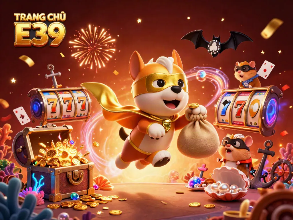 Win big with TRANG CHỦ E39 as a superhero dog and hamster guide you to exciting casino rewards.