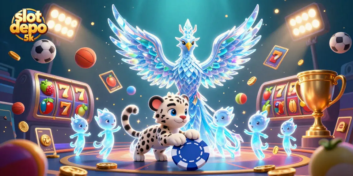 Engage in the thrilling world of slot depo 5k with colorful characters and dynamic casino elements.