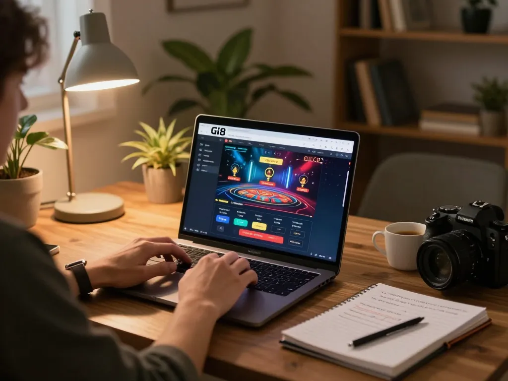 Engaging scene of a user playing on gi8 com from a cozy home setup, showcasing strategic online gaming.