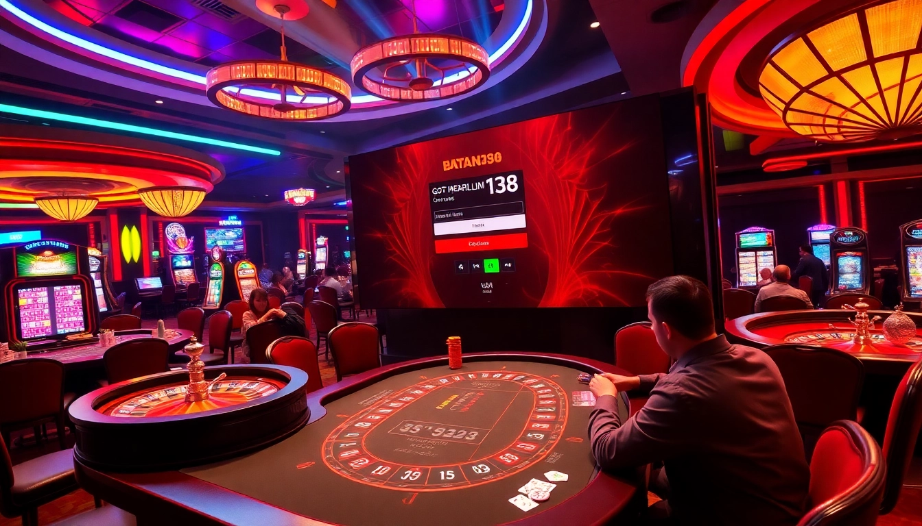 Experience seamless gaming with the batman138 login interface in this vibrant casino scene filled with excitement.