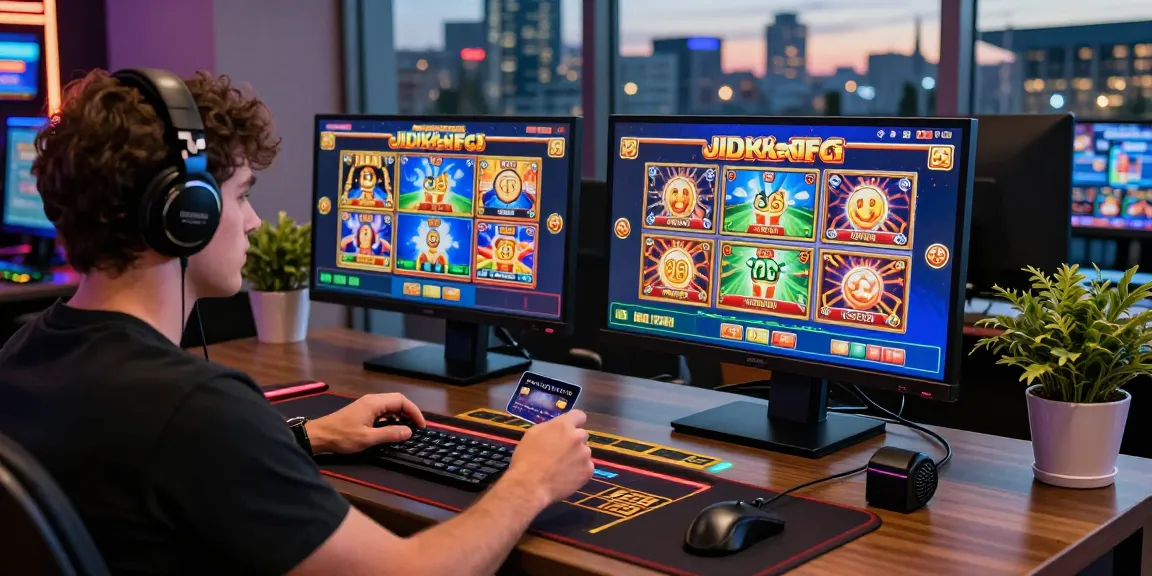 Player at https://thegbhouse.co.uk/ enjoying an exciting credit card casino experience, vibrant games displayed on screens.