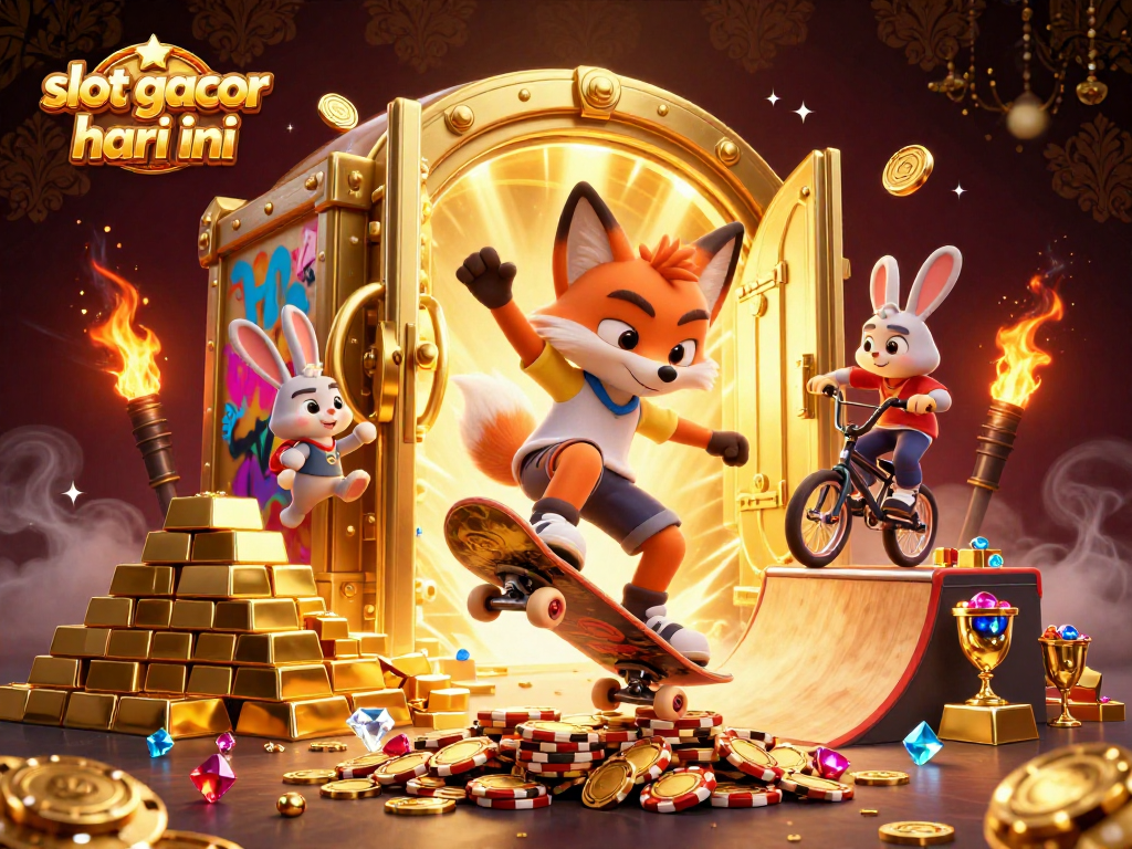 Experience the excitement of slot gacor hari ini with vibrant casino-themed 3D artwork showcasing thrilling gaming elements.