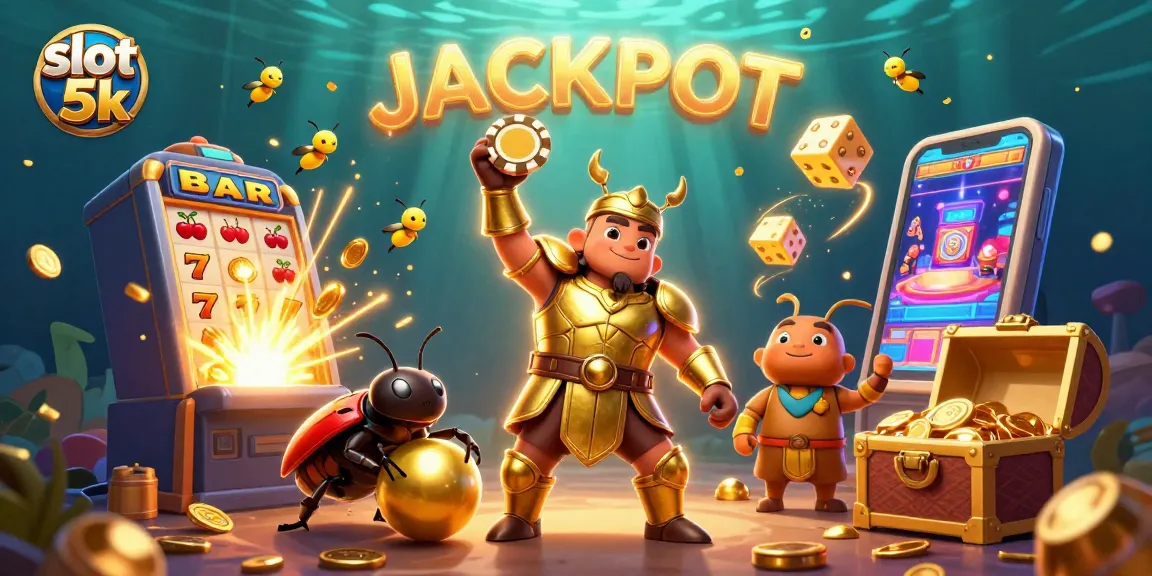 Slot 5k memicu kemenangan dengan jackpot dan uang tunai yang berlimpah di tengah pesta kasino.